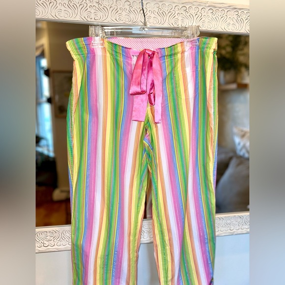 Victoria’s Secret Rainbow Striped Lounge / Pajama Pants, Satin Pink Drawstring S - Picture 5 of 8